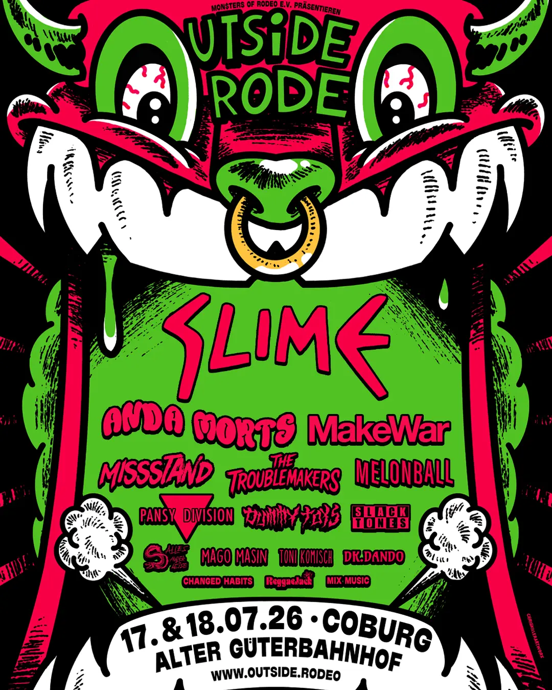 Outside Rodeo 2026 Festival Poster mit Lineup featuring SLIME als Headliner